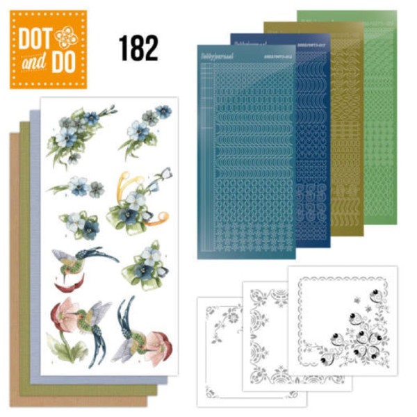 Dot and do 182 - kit Carte 3D - Fleurs bleues - Photo n°1