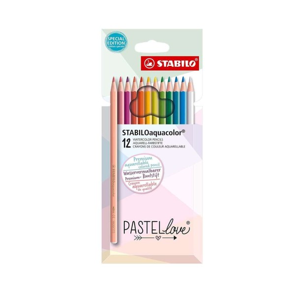 STABILO - Crayon de couleur aquacolor PASTELlove - Etui de 12 - Photo n°1