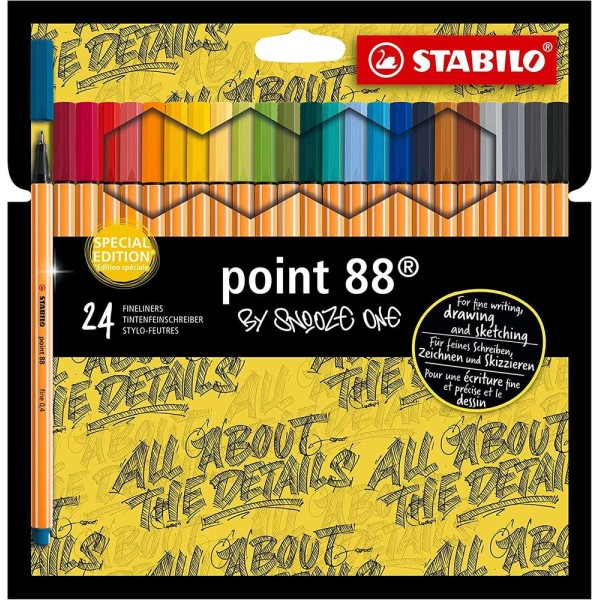 STABILO Point 88 - Pochette de 10 stylos feutres assortis - Marqueur  calligraphie - Creavea