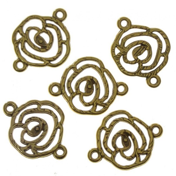 Accessoires création connecteurs bijoux fleur rose (5 pièces) Doré - Photo n°1