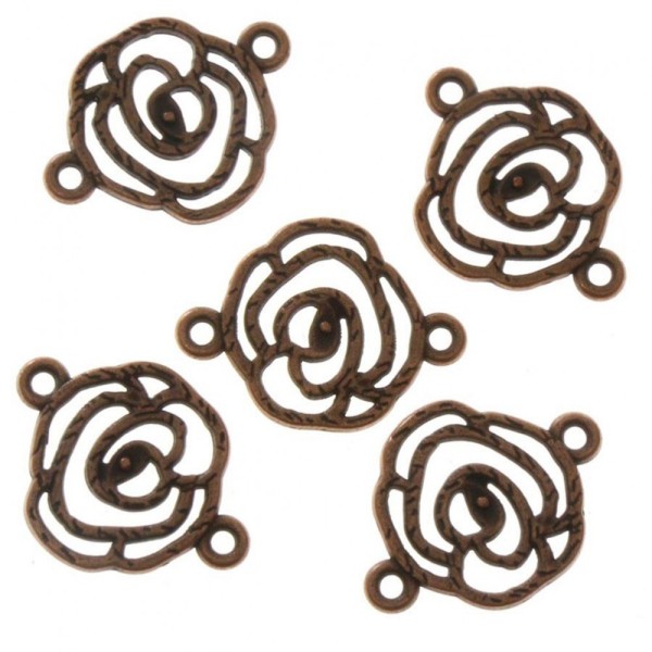 Accessoires création connecteurs bijoux fleur rose (5 pièces) Cuivre - Photo n°1