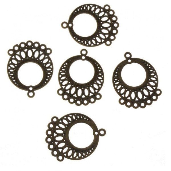 Accessoires création connecteur rond boucle chandelier (5 pièces) Bronze - Photo n°2