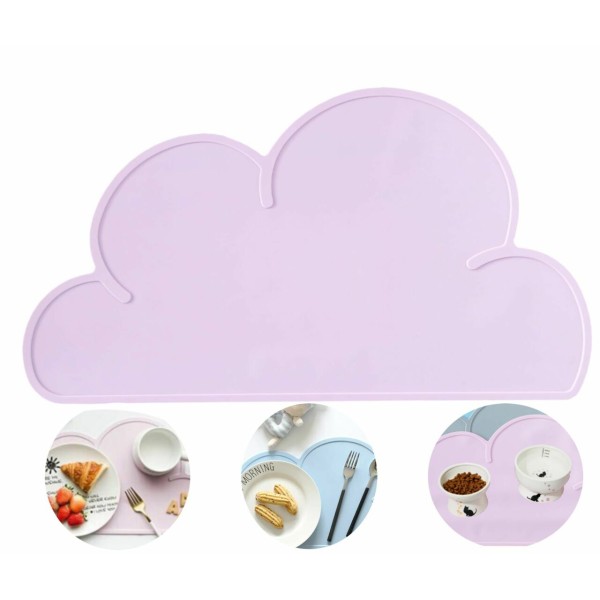 1pc Pale Pink Kraftika 3d Silicone Food Grade Cloud Shape Pet Feed Mat pour chien, chat, Pet Bowl, B - Photo n°1