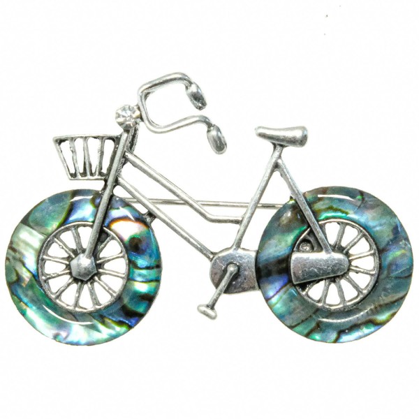 Broche bicyclette avec nacre abalone. - Photo n°1