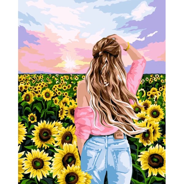 Kit de peinture par numéros Fleurs ensoleillées 40x50 cm W011 - Photo n°1