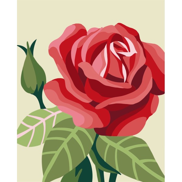 Kit de peinture par numéro. Rose taille 13x16 cm MINI019 - Photo n°1