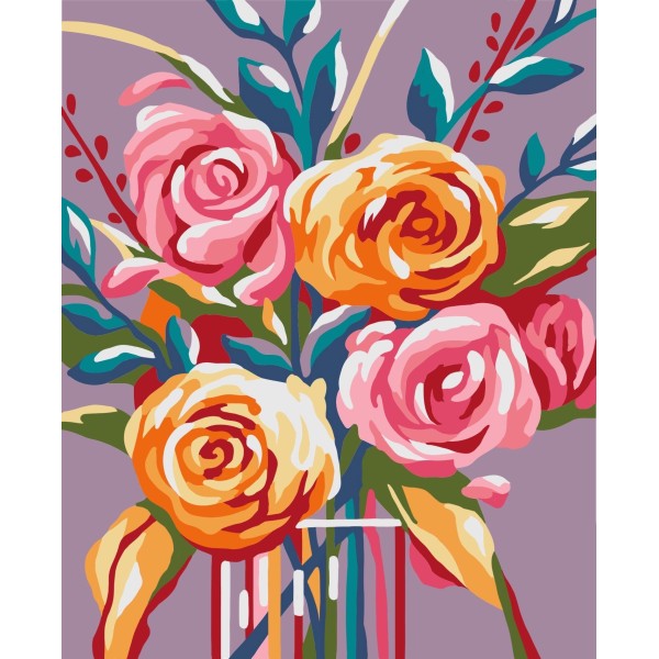 Kit de peinture par numéro. Roses douces 13x16 cm MINI028 - Photo n°1