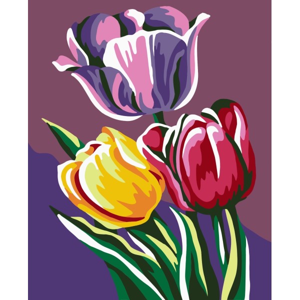 Kit de peinture par numéro. Tulipes 13x16 cm MINI030 - Photo n°1