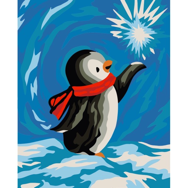 Kit de peinture par numéro. Pingouin 13x16 cm MINI054 - Photo n°1