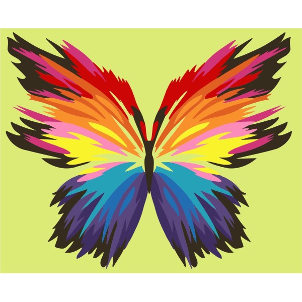 Kit de peinture par numéro. Papillon arc-en-ciel 16x13 cm MINI063 - Photo n°1