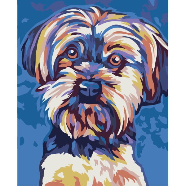 Kit de peinture par numéro. Yorkshire Terrier taille 13x16 cm MINI090 - Photo n°1
