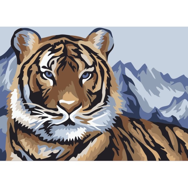 Kit de peinture par numéro. Regard de tigre 16x13 cm MINI109 - Photo n°1
