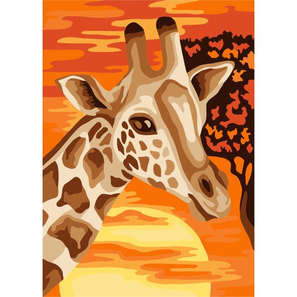 Kit de peinture par numéro. Girafe dans la savane 13x16 cm MINI126 - Photo n°1