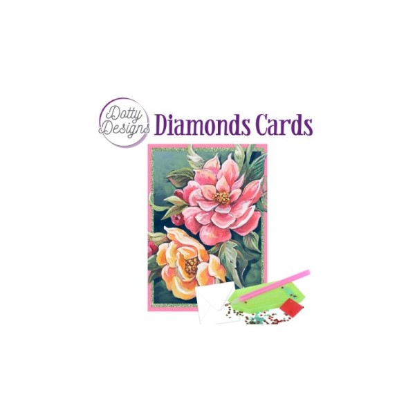Carte Broderie Diamant - Fleur rouge et jaune - DDDC1120 - Photo n°1