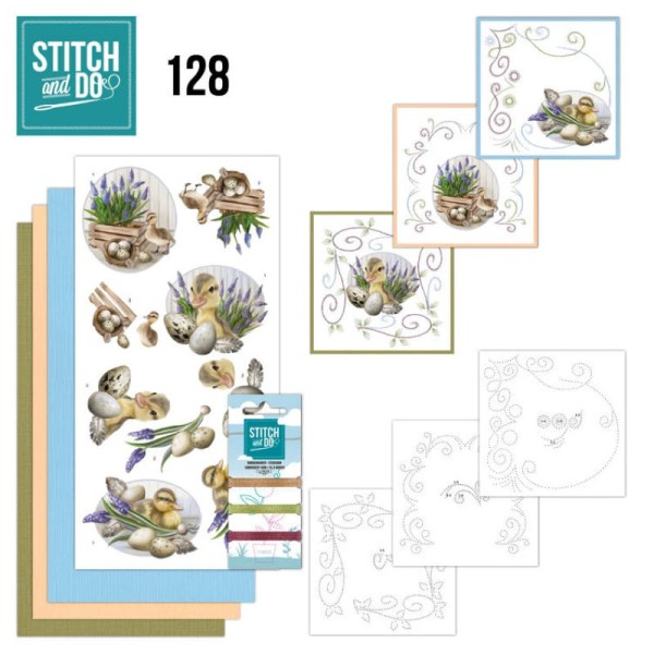 Stitch and do 128 - kit Carte 3D broderie - Canetons et oeufs de Pâques - Photo n°1