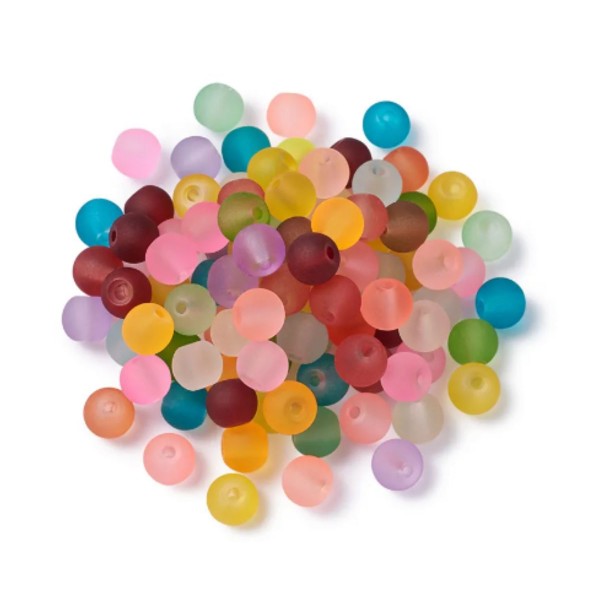 20pcs Mix de couleurs de cristal frotté Beads de mode Beads de verre rond 8mm - Photo n°1