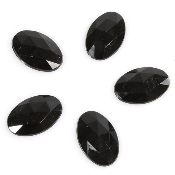 Accessoires création cabochon strass acrylique ovale 30 x 20 mm (5 pièces) Noir - Photo n°1