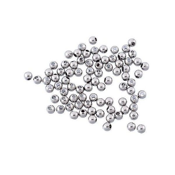 H11TAC0004 PAX 100 perles intercalaires billes 3mm Acier Inoxydable 304 - Photo n°1