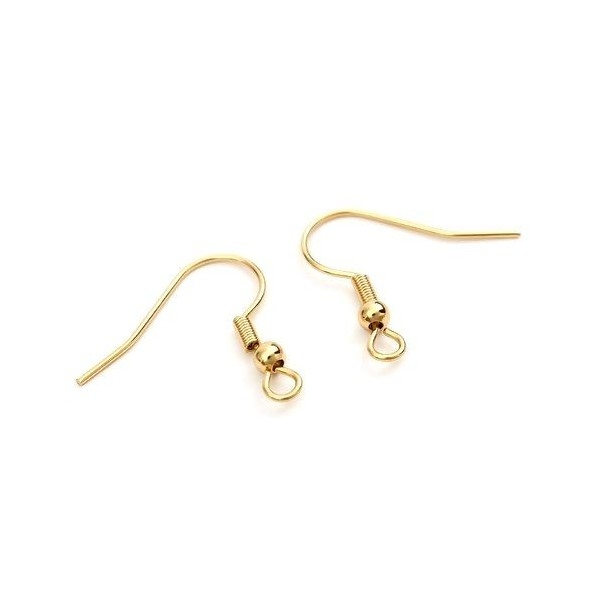 H11F824017G PAX 10 Boucles d'oreille Crochets 20 mm Laiton placage OR 18KT - Photo n°0