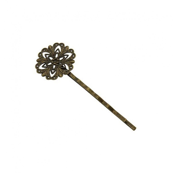 Accessoires création epingle à cheveux rosace 62 x 20 mm (5 pièces) Bronze - Photo n°1