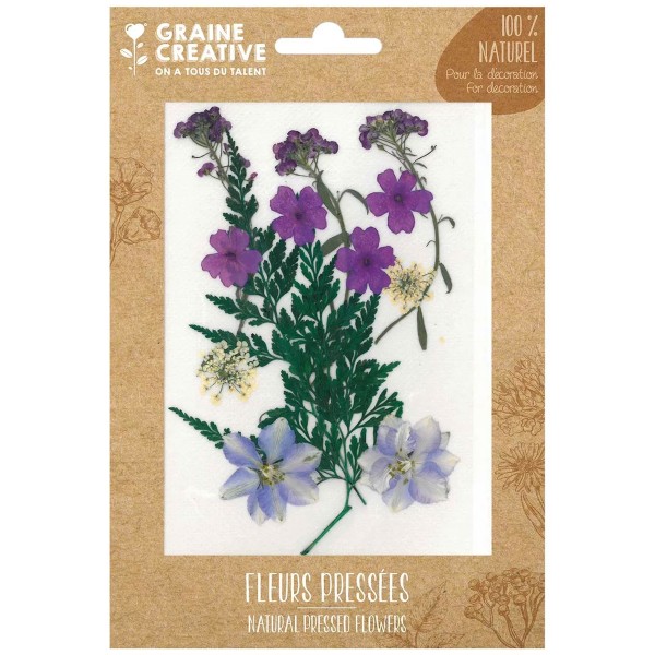 Fleurs pressées - Prairie - Violet - 13 pcs - Photo n°1