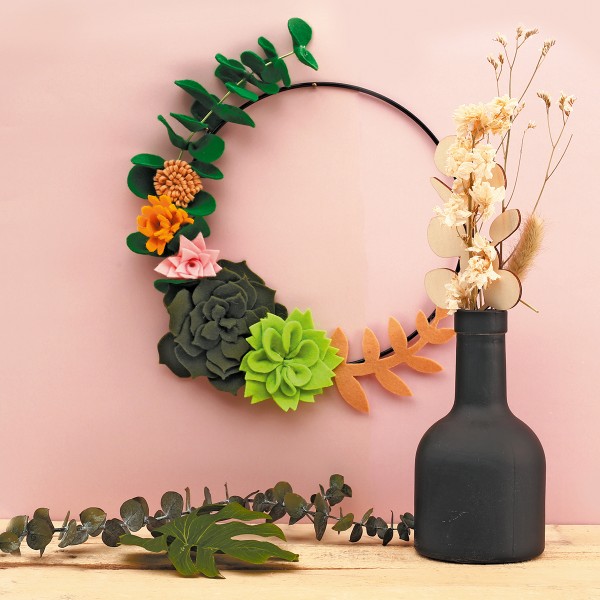 Kit DIY feutrine - Ma couronne de succulentes - 20 cm - Photo n°2
