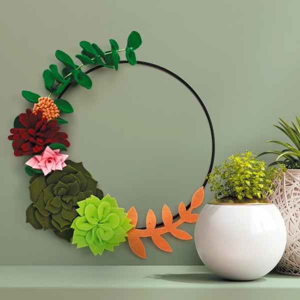 Kit DIY feutrine - Ma couronne de succulentes - 20 cm - Photo n°5
