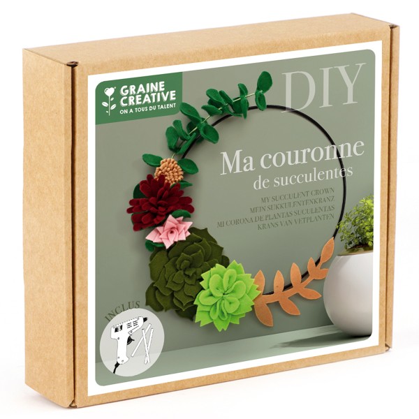Kit DIY feutrine - Ma couronne de succulentes - 20 cm - Photo n°1