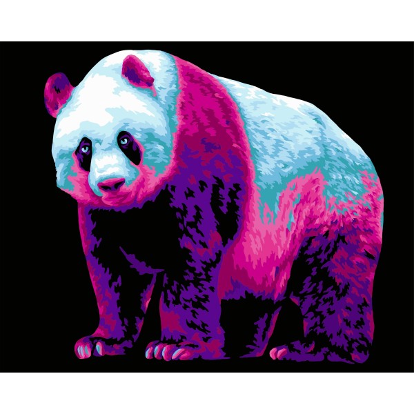 Kit de peinture par numéros. Panda néon H137 40*50 - Photo n°1