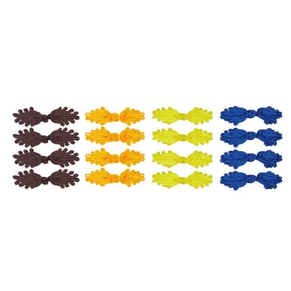 LOT 16 BOUTONS BRANDEBOURG multicolore motif fantaisie polyester 6*2cm (01) - Photo n°1