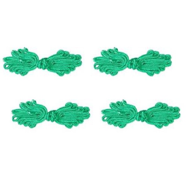 LOT 4 BOUTONS BRANDEBOURG vert motif fantaisie polyester 6*2cm (04) - Photo n°1