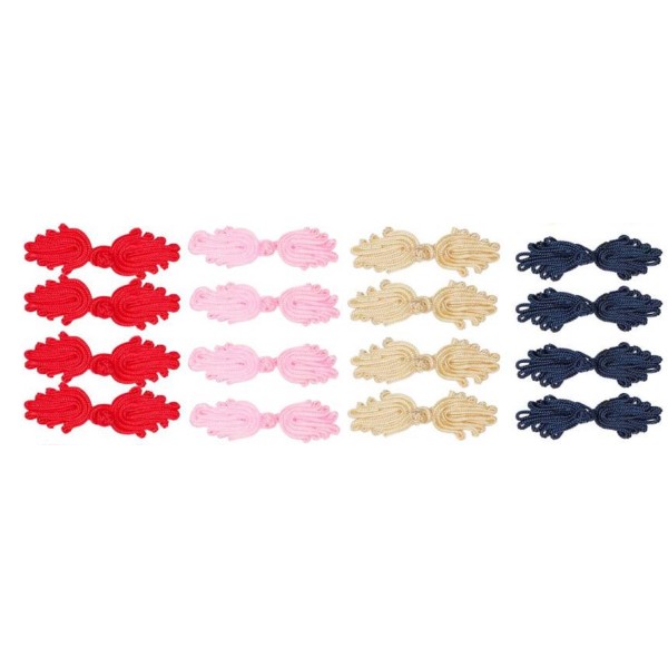 LOT 16 BOUTONS BRANDEBOURG multicolore motif fantaisie polyester 6*2cm (02) - Photo n°1