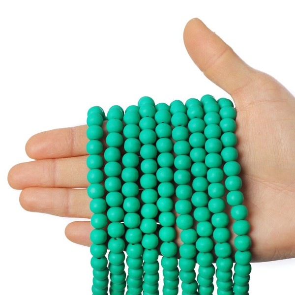 18pcs Turquoise Green Round Beads Polymer Clay 8mm - Photo n°1