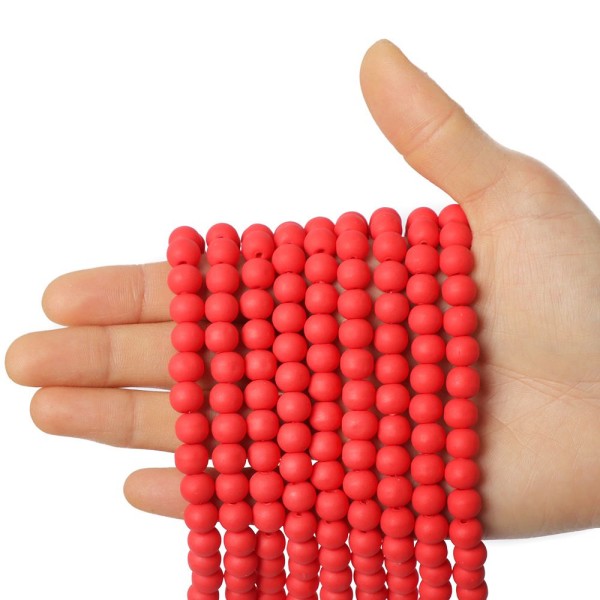 18pcs Red Round Beads Polymer Clay 8mm - Photo n°1