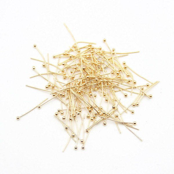 100pcs Gold Plate End Gauge 24 Flat Head Pins Ball Head Pins Lead Free Metal 22mm x 0,7mm - Photo n°1