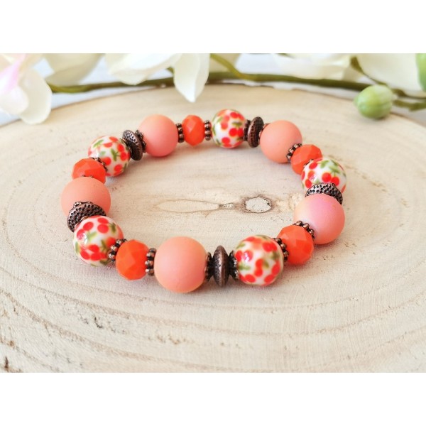 Kit bracelet fil élastique perles oranges - Photo n°1
