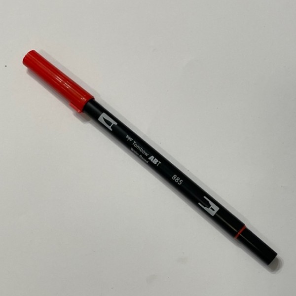 Feutre aquarellable Tombow ABT Dual pinceau Pen 885 rouge orangé - Photo n°1