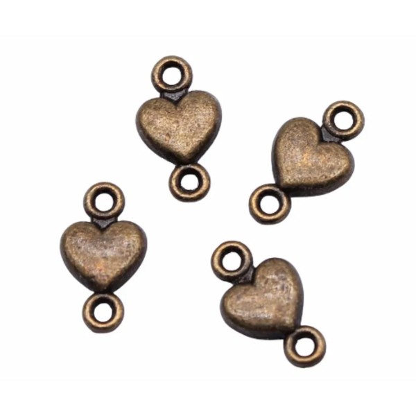 12pcs Antique Bronze Couleur Valentine Petite Cœur Bijoux métalliques Faisant les résultats 15mm x 8 - Photo n°1