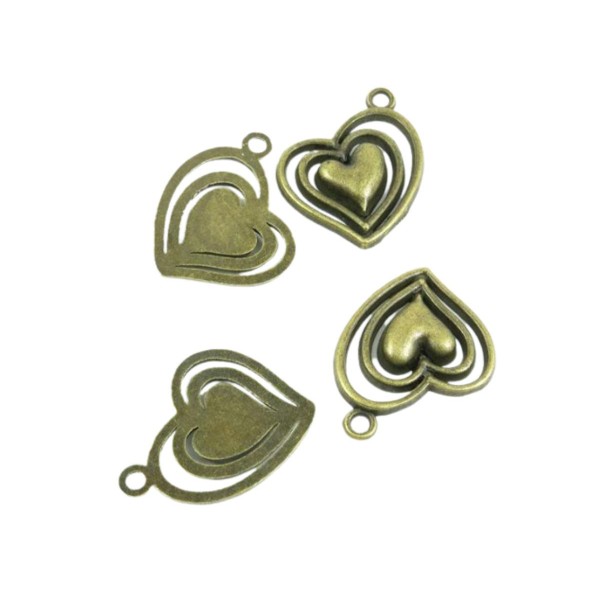 4pcs Antique Couleur de bronze Valentine, Amour Grand Cœur Bijoux métalliques Making Charm Finding 2 - Photo n°1