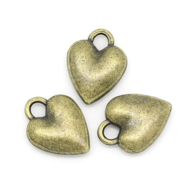 6pcs Antique Bronze Couleur Vintage Valentine Love Heart Metal Bijoux Making Charm Finding 14mm x 10 - Photo n°1