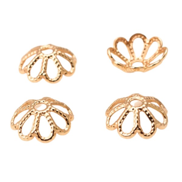 200pcs Gold Hollow Flower Bead Caps Finitions métalliques bijoux de fabrication 7mm trou: 1mm - Photo n°1