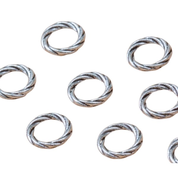 10pcs Vintage Antique Silver Braided Ring Round Donut bijoux en métal de fabrication de découvertes - Photo n°1