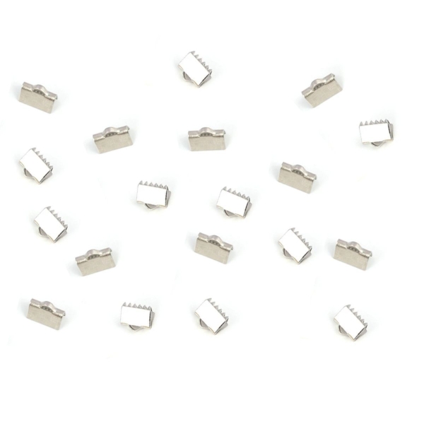 20pcs Connecteurs d'argent Diy Choker Ribbon Crimp End, Clip pour bijoux en acier inoxydable 6mm - Photo n°1