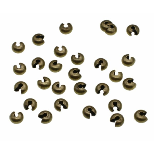 50pcs Bulk Bronze Tone Round Crimp Couverture Beads bijoux de fabrication de découvertes métalliques - Photo n°1