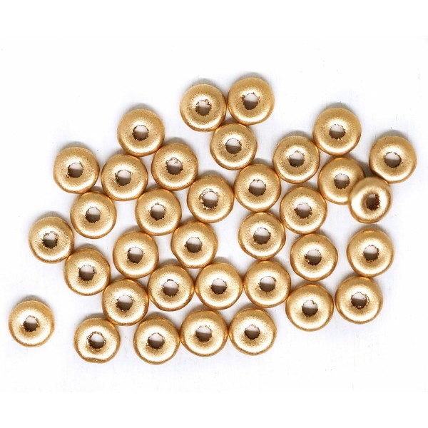 100Pcs Matte Gold O Shaped Donut Flat Ring Boules de verre tchèque 1mm x 4mm - Photo n°1
