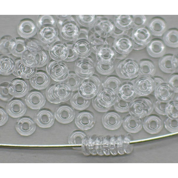 100pcs cristal transparent O en forme de donut plate bague de verre tchèque 1mm x 4mm - Photo n°1