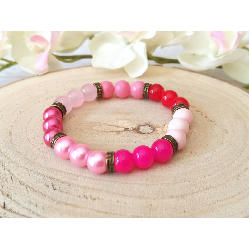 Kit bracelet perles en verre rose orangé - Kit bracelet - Creavea