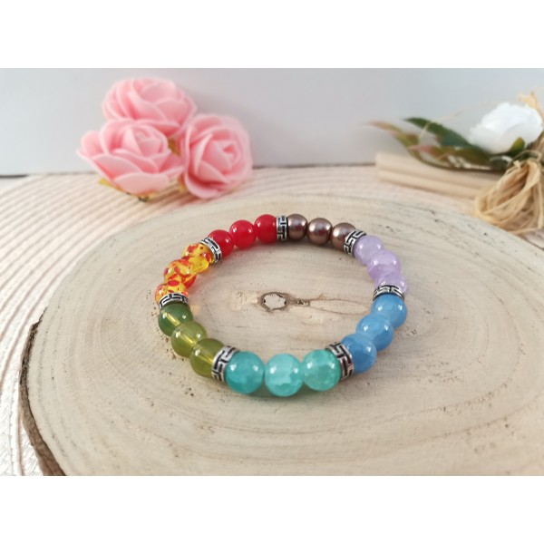 Kit bracelet fil élastique perles en verre multicolores - Kit bracelet -  Creavea