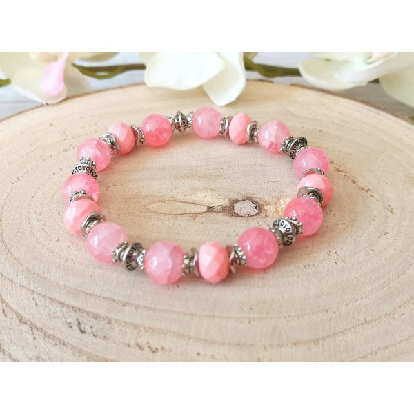 Kit bracelet perles en verre rose - Photo n°1