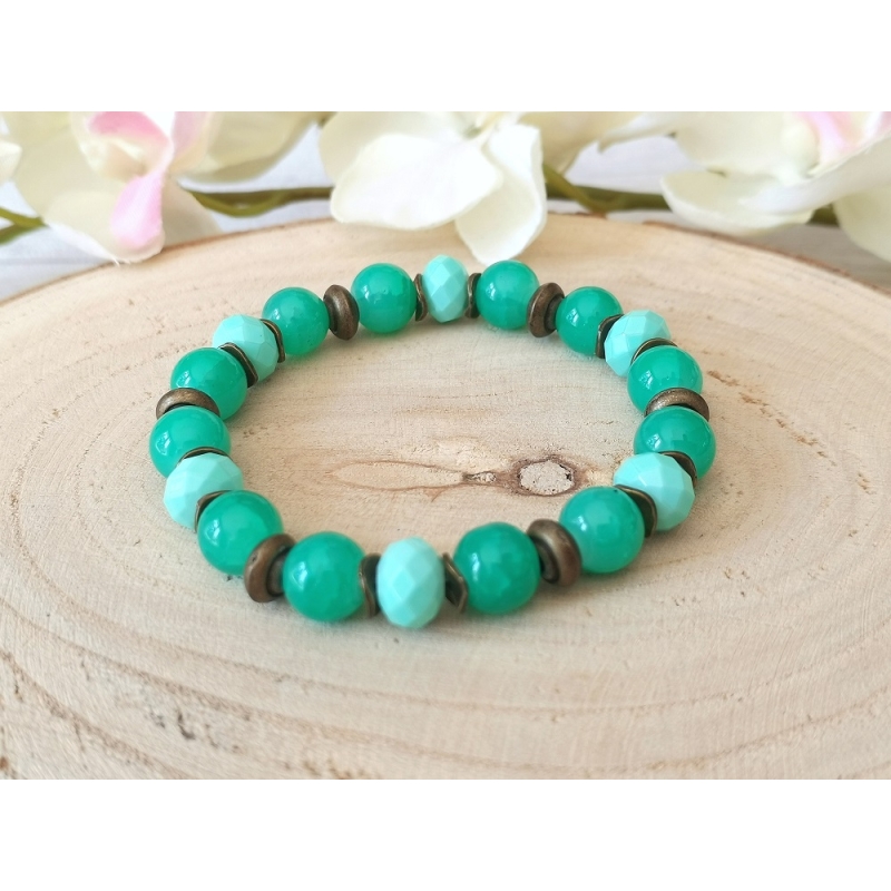 Kit bracelet fil élastique perles en verre vertes et apprêts bronzes - Kit  bracelet - Creavea